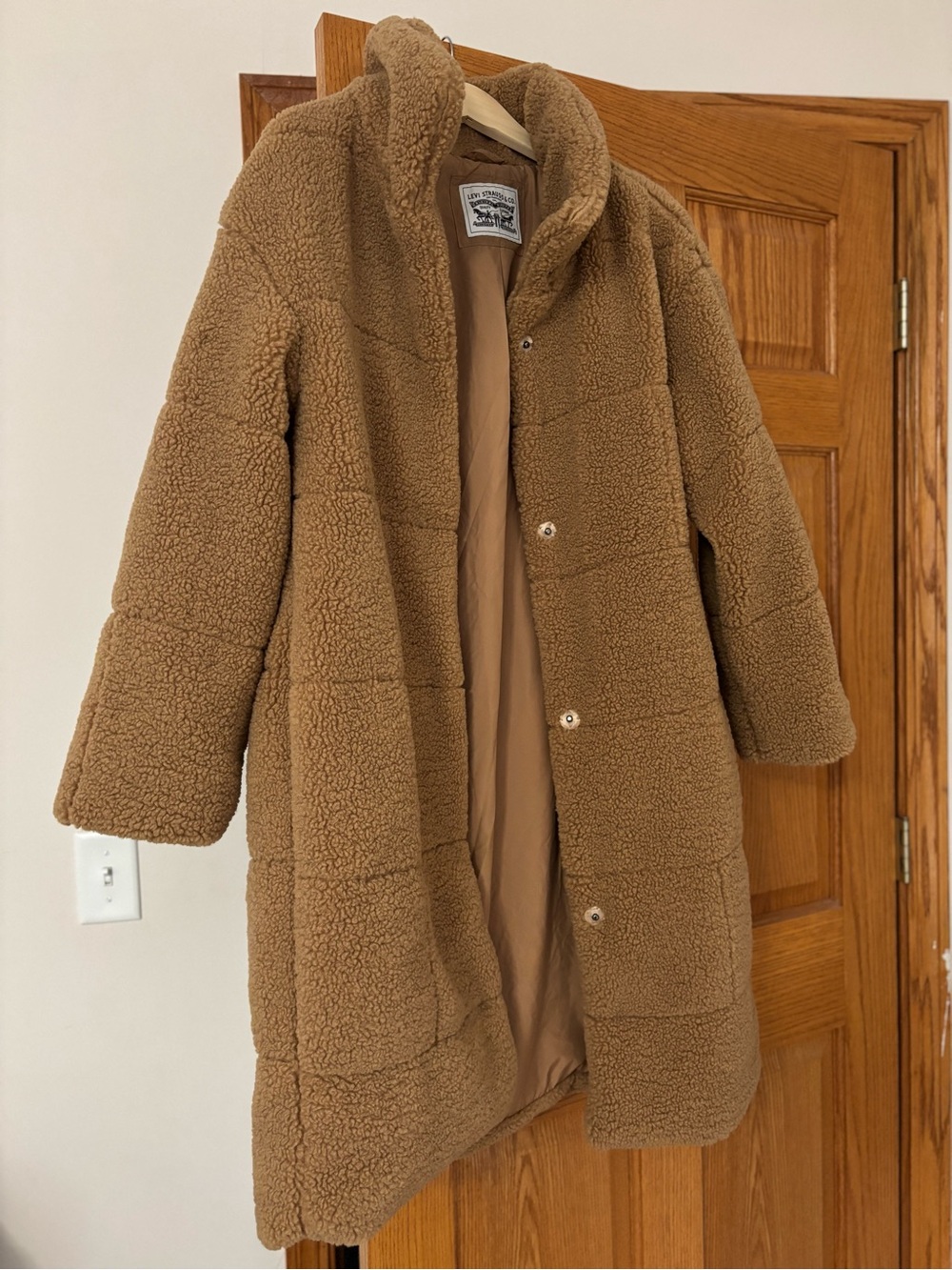 Levi's Teddy Sherpa Puffer Coat in Camel